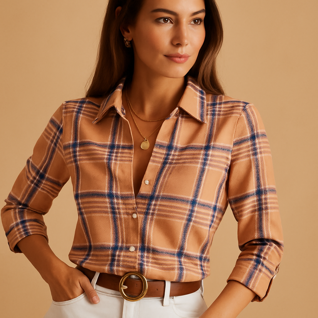 Women’s blouse with a wrap neckline and striking print, suitable for office wear, evenings out, and stylish everyday outfits.