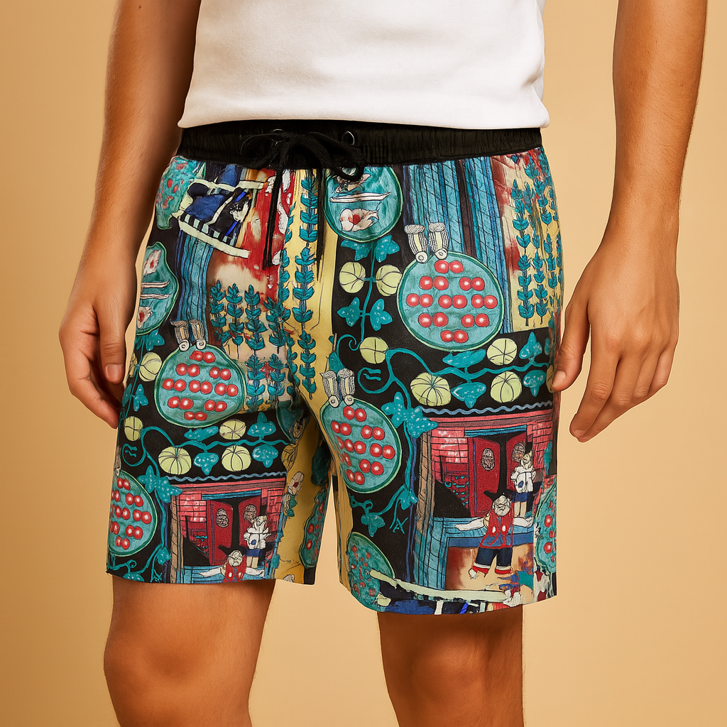 Men’s quick-dry swim shorts with lightweight breathable fabric, ideal for beach, poolside, and summer vacations.