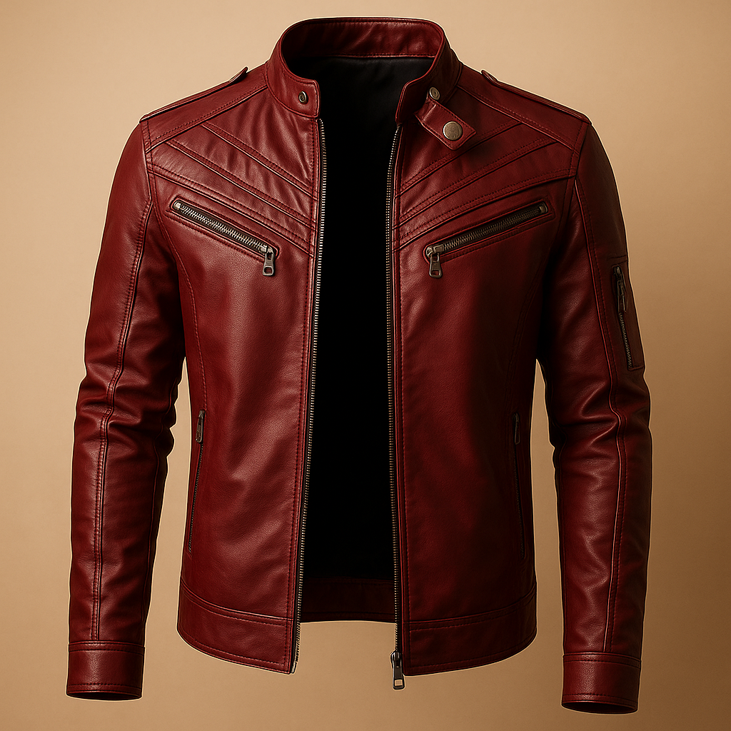 Men’s quilted jacket with standing collar and zip pockets, ideal for casual and formal all-season wear.