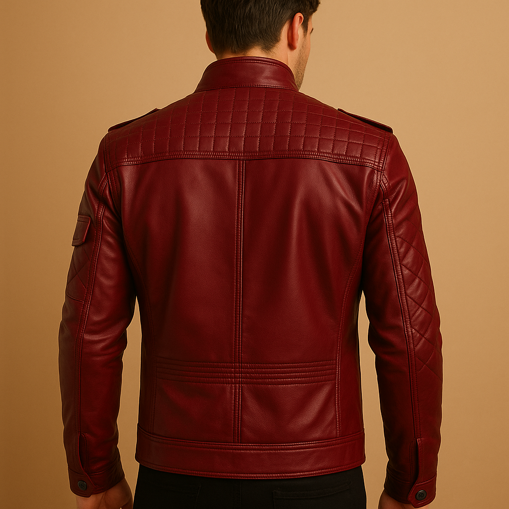 Men’s quilted jacket with standing collar and zip pockets, ideal for casual and formal all-season wear.