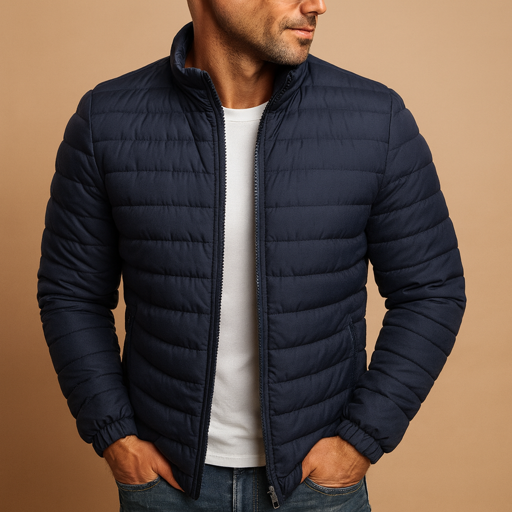 Men’s quilted summer jacket in lightweight design, stylish and comfortable, perfect for casual wear during spring and summer.