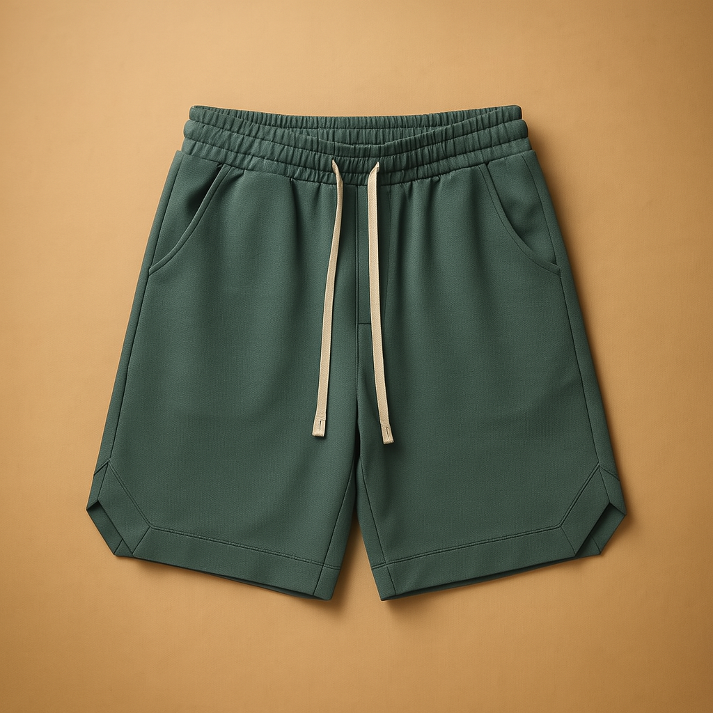 Men’s retro sport shorts with loose fit and elastic waistband in green, blue, gray, khaki, and black — perfect for sports, leisure, and outdoor activities.
