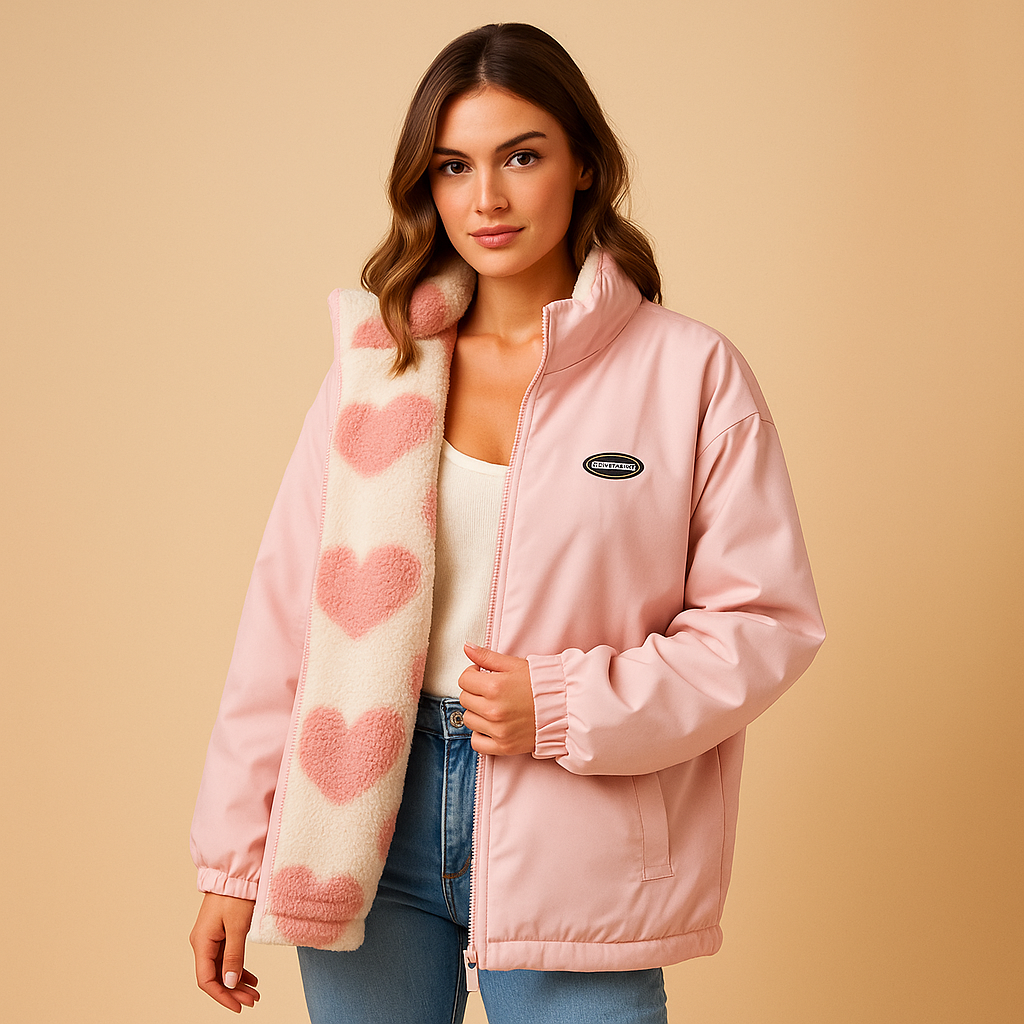 Women’s reversible winter coat with a clean silhouette and comfortable fit, suitable for casual outings and elegant winter occasions.
