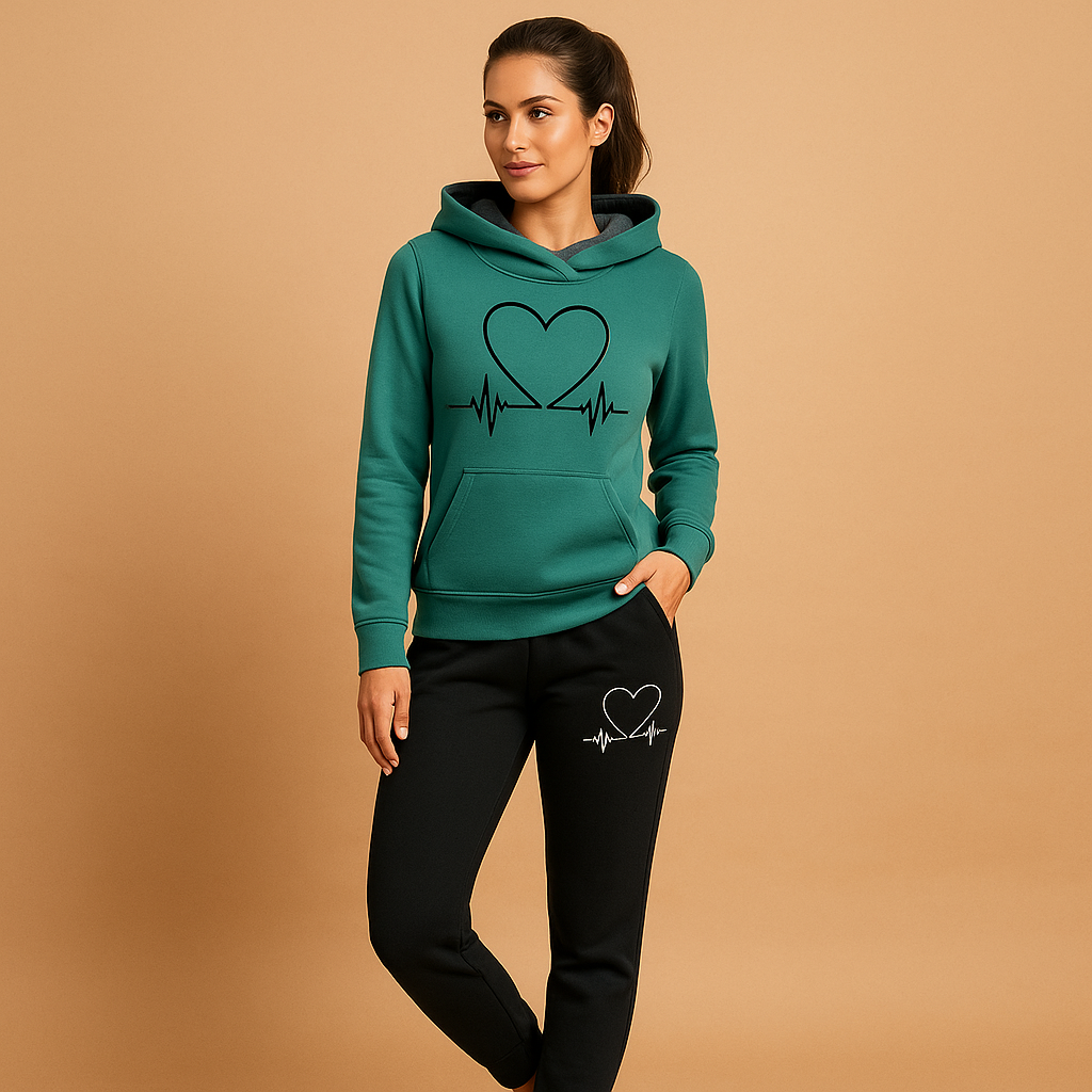 Stylish jogging set for women with relaxed-fit jacket and jogger pants, perfect for casual wear, city walks, or relaxing at home.