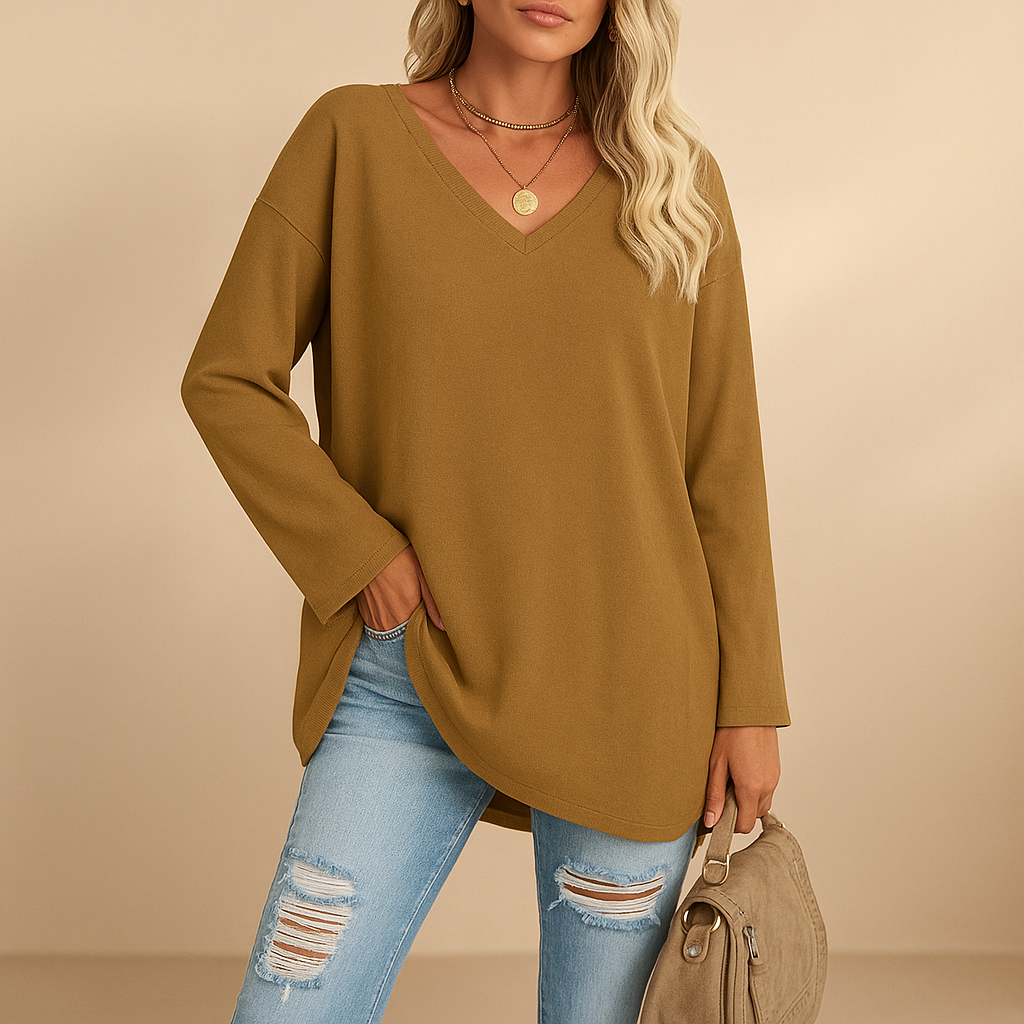 Women’s summer top with a round neckline and loose fit, suitable for casual outings, warm days, and stylish summer outfits.