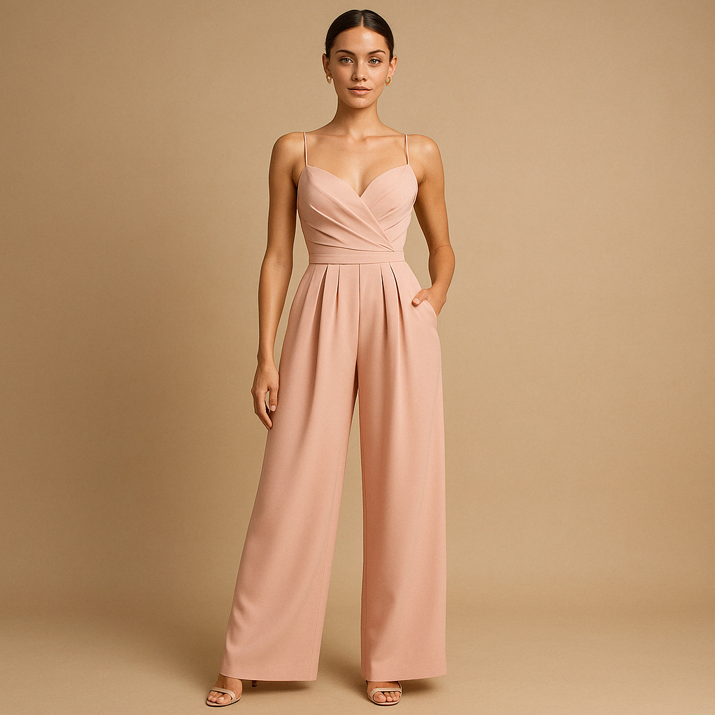 Trendy summer jumpsuit for women with adjustable straps and a flattering fit, perfect for summer parties, casual days, and evening outings.