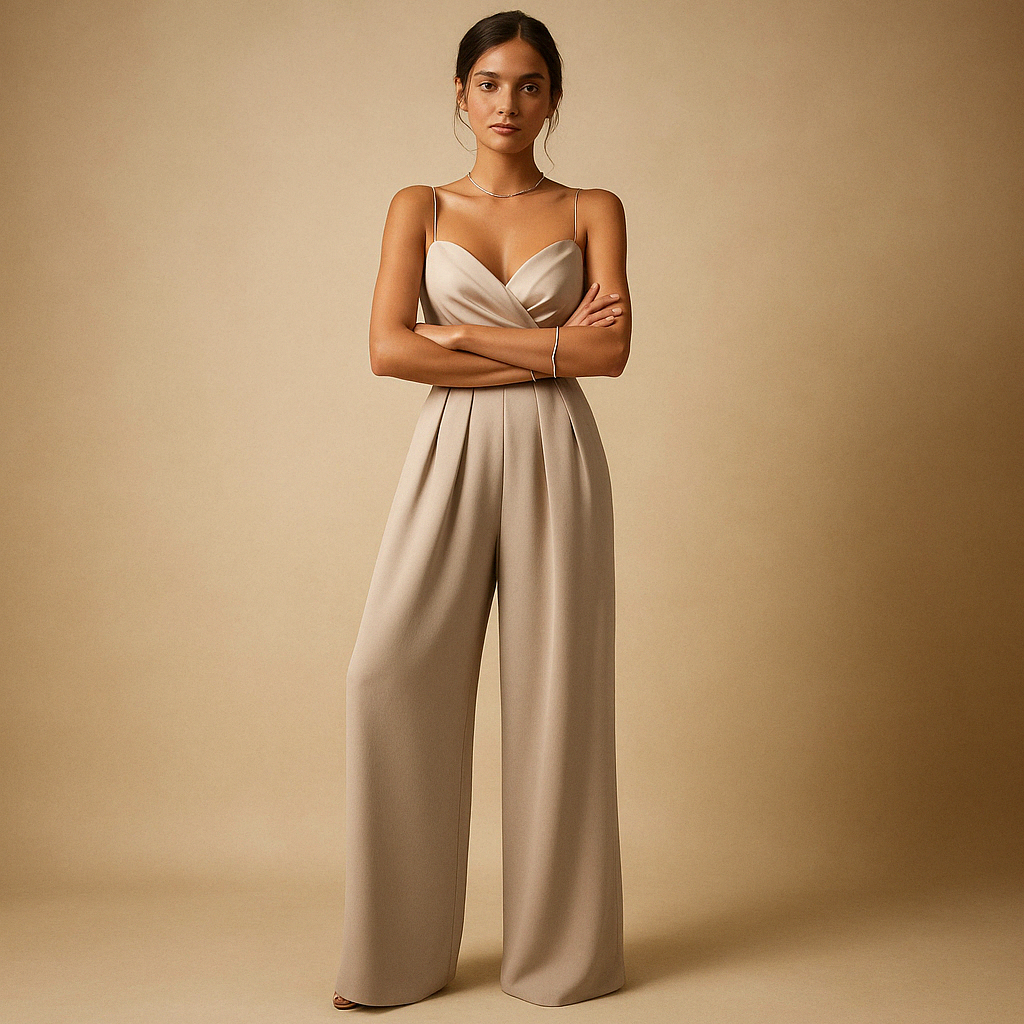 Trendy summer jumpsuit for women with adjustable straps and a flattering fit, perfect for summer parties, casual days, and evening outings.