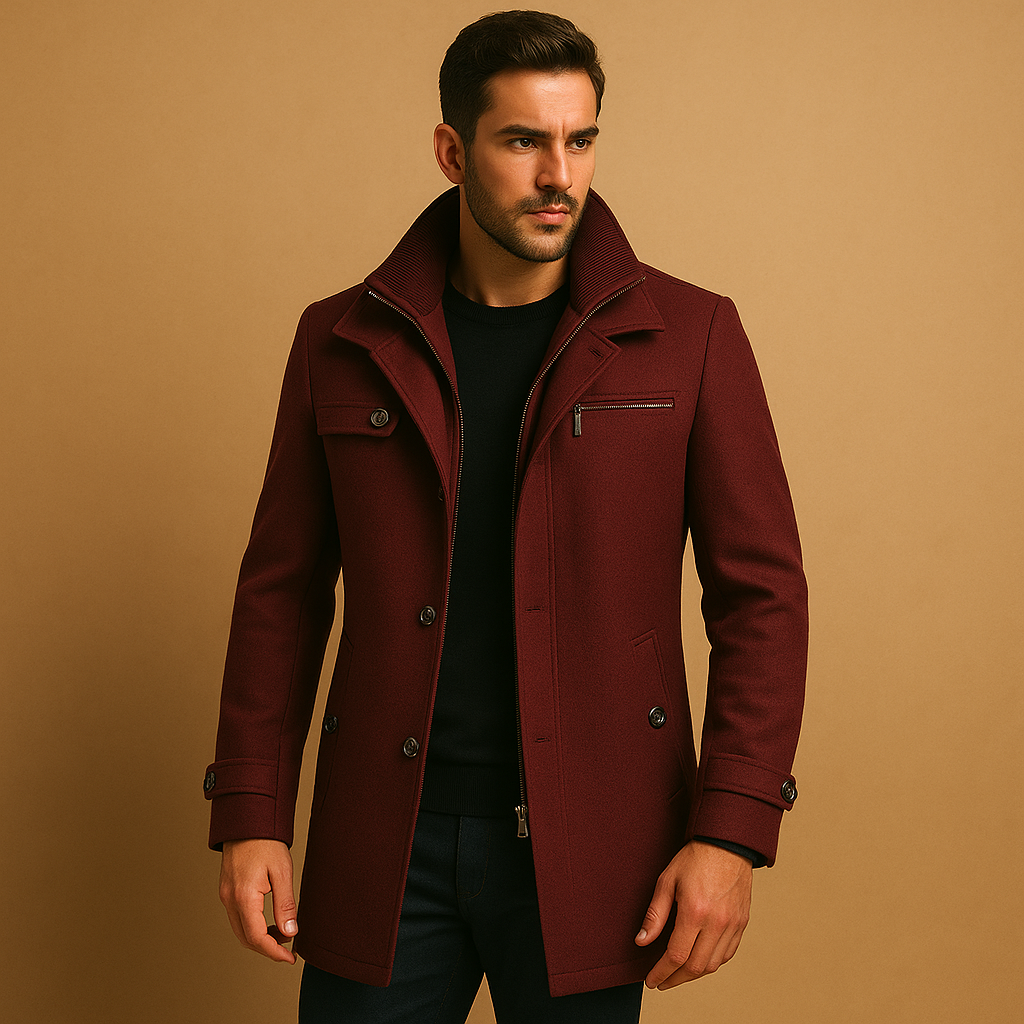 Men’s waterproof winter jacket with adjustable cuffs and pockets, perfect for staying warm and dry during cold and rainy days.