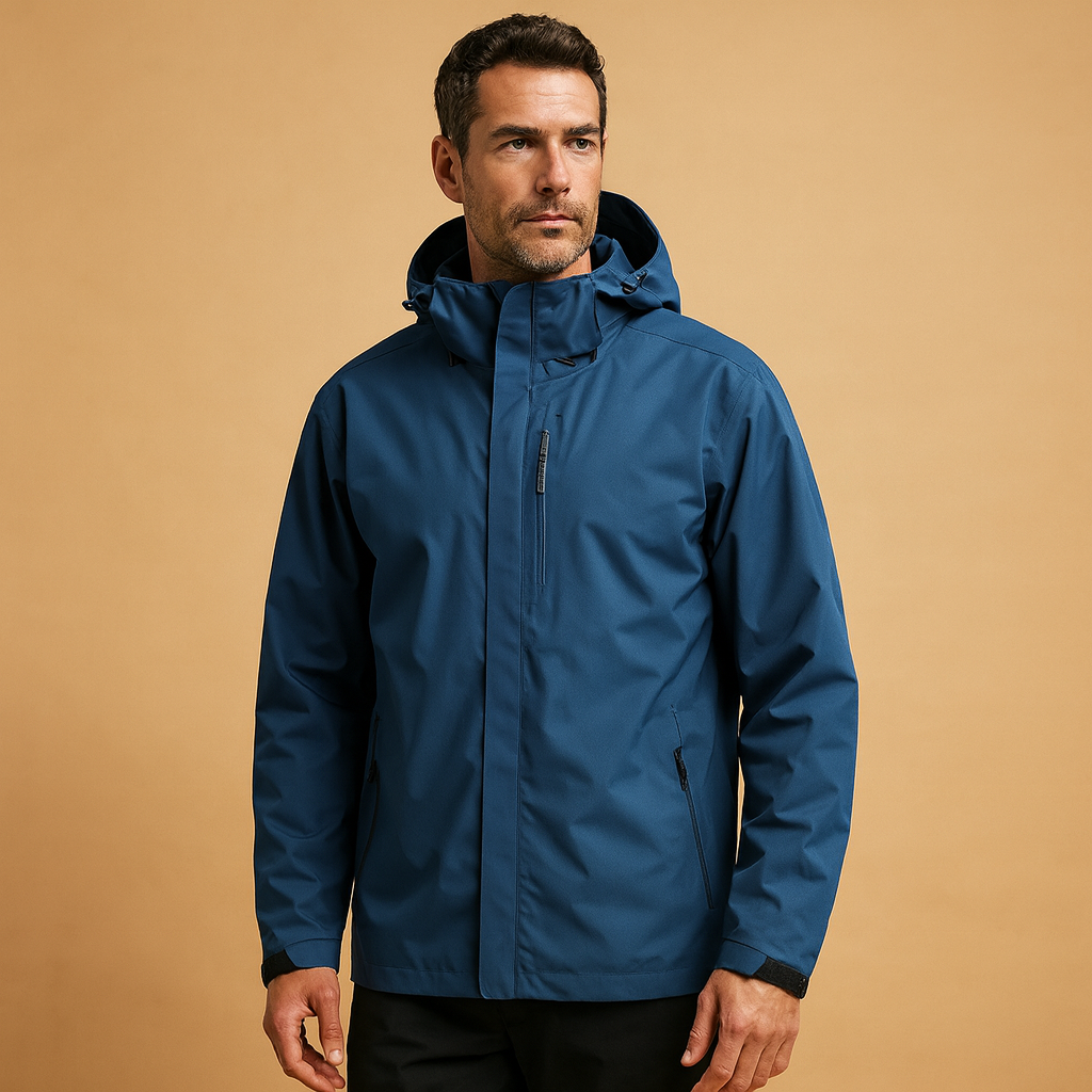 Men’s waterproof winter windbreaker with modern design and light insulation, ideal for daily wear and outdoor protection in cold weather.