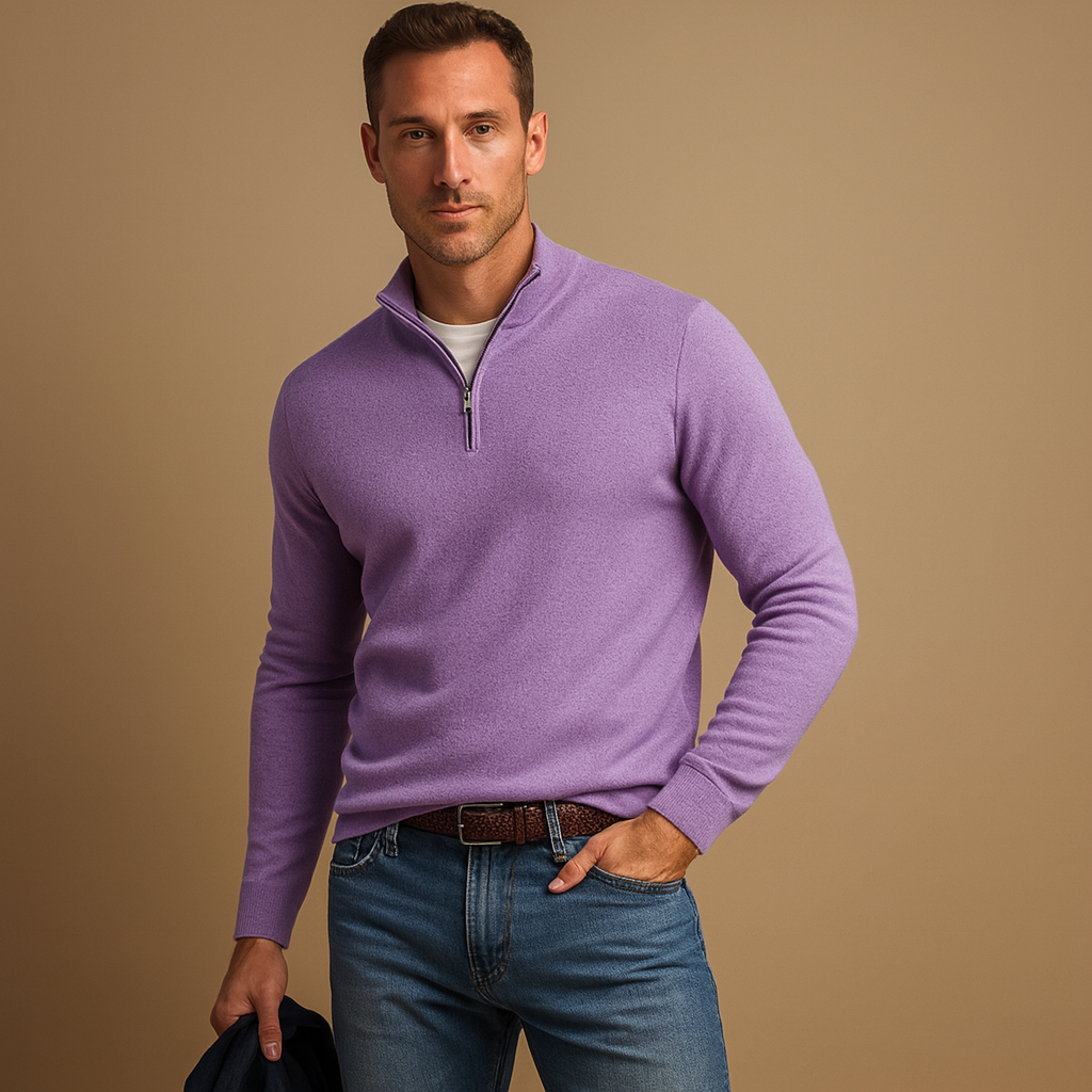 Stylish zipped cardigan for men with a comfortable fit and timeless design, perfect for casual or workwear during autumn and winter.