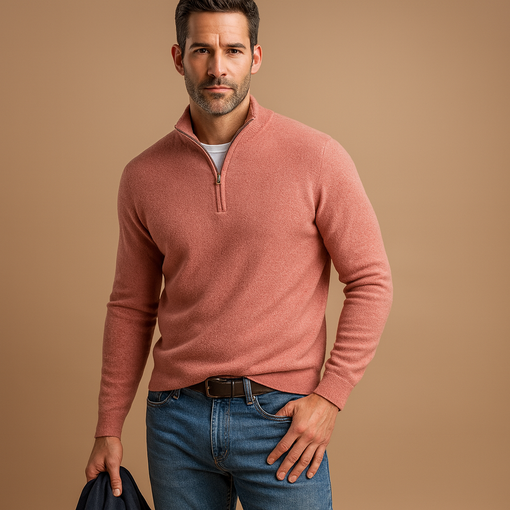 Stylish zipped cardigan for men with a comfortable fit and timeless design, perfect for casual or workwear during autumn and winter.