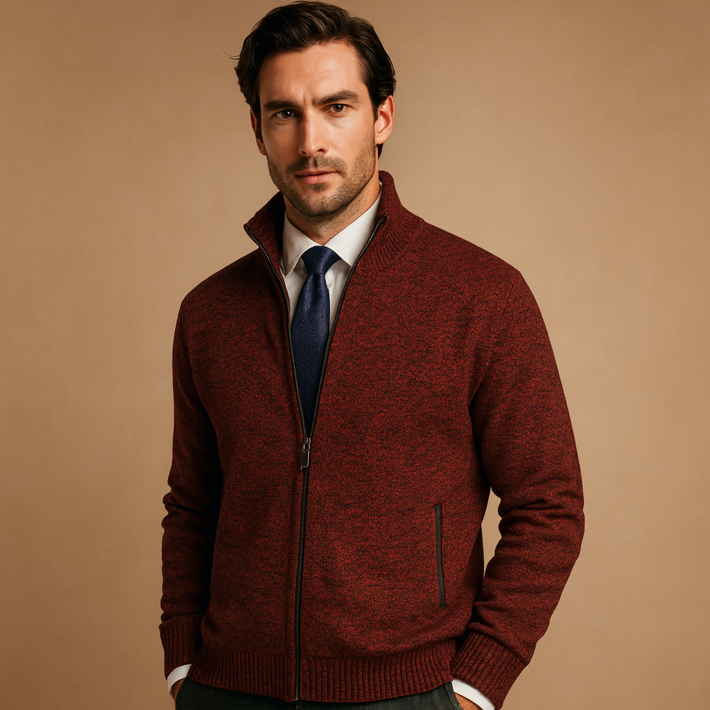 Warm zipped cardigan for men with a modern design, perfect for casual, sporty, and everyday wear during autumn and winter.