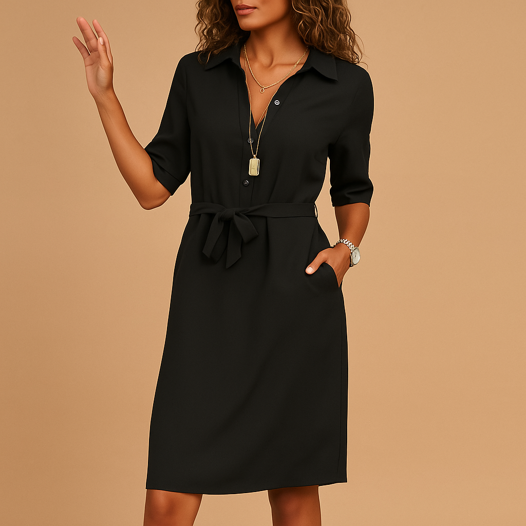 Elegant modern dress for women with flattering fit and timeless design, perfect for work, leisure, or evening wear.