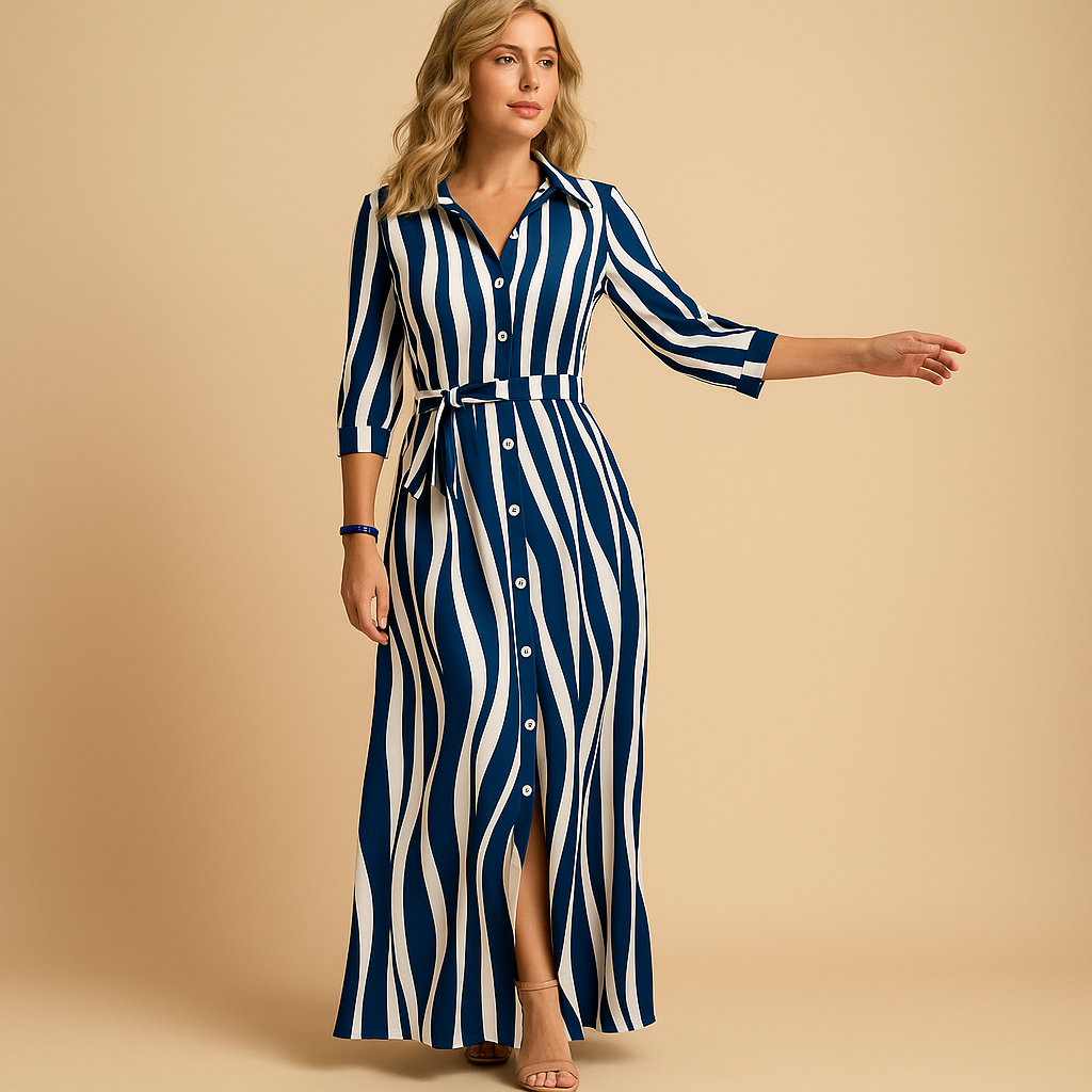 Flowy summer maxi dress for women with short sleeves in breathable fabric, ideal for casual and chic summer occasions.