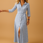 Flowy summer maxi dress for women with short sleeves in breathable fabric, ideal for casual and chic summer occasions.