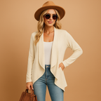 Women's long knitted cardigan with a soft texture and relaxed fit, perfect for layering, casual wear, and stylish everyday looks.