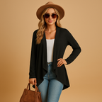 Women's long knitted cardigan with a soft texture and relaxed fit, perfect for layering, casual wear, and stylish everyday looks.