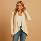 Women's long knitted cardigan with a soft texture and relaxed fit, perfect for layering, casual wear, and stylish everyday looks.