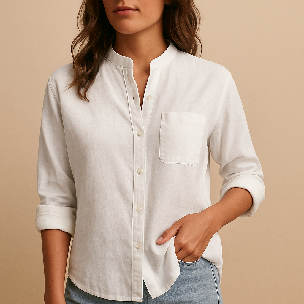Airy long sleeve shirt for women with a lightly tailored fit, suitable for casual outfits, office wear, and formal occasions.