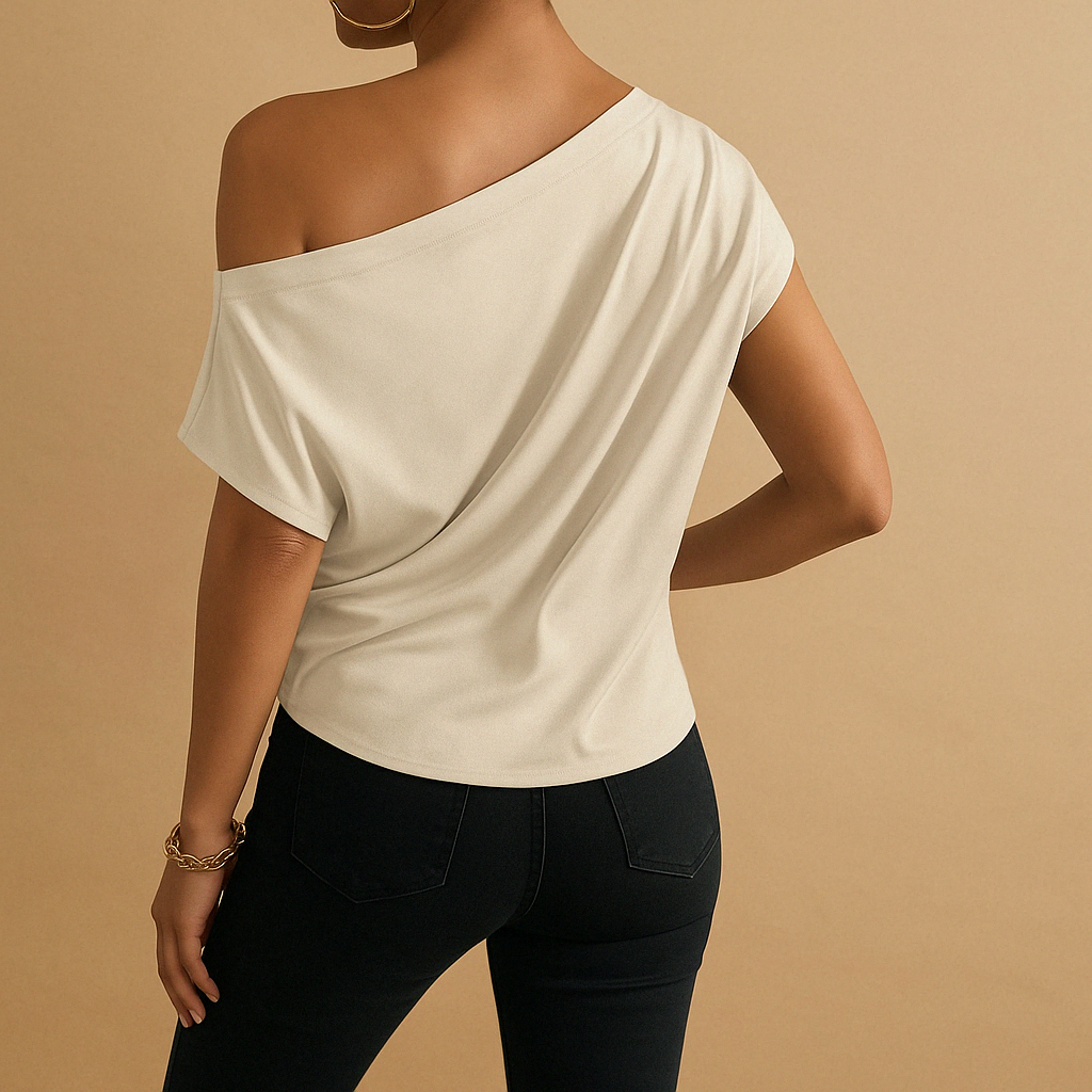 Airy off-shoulder top for women with batwing sleeves and a loose fit, suitable for warm days, casual wear, and evening outings.