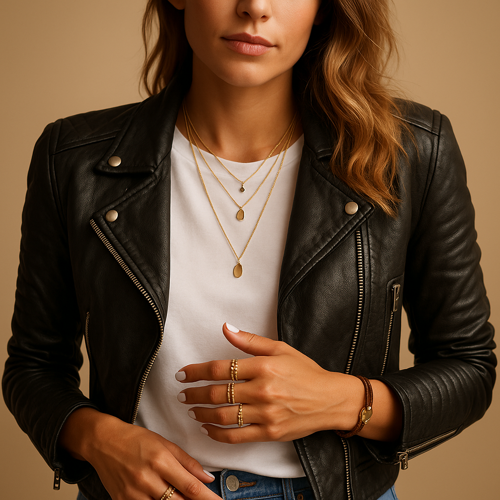 Women’s black fitted jacket with a classic collar and zipper closure, suitable for everyday wear and stylish seasonal outfits.