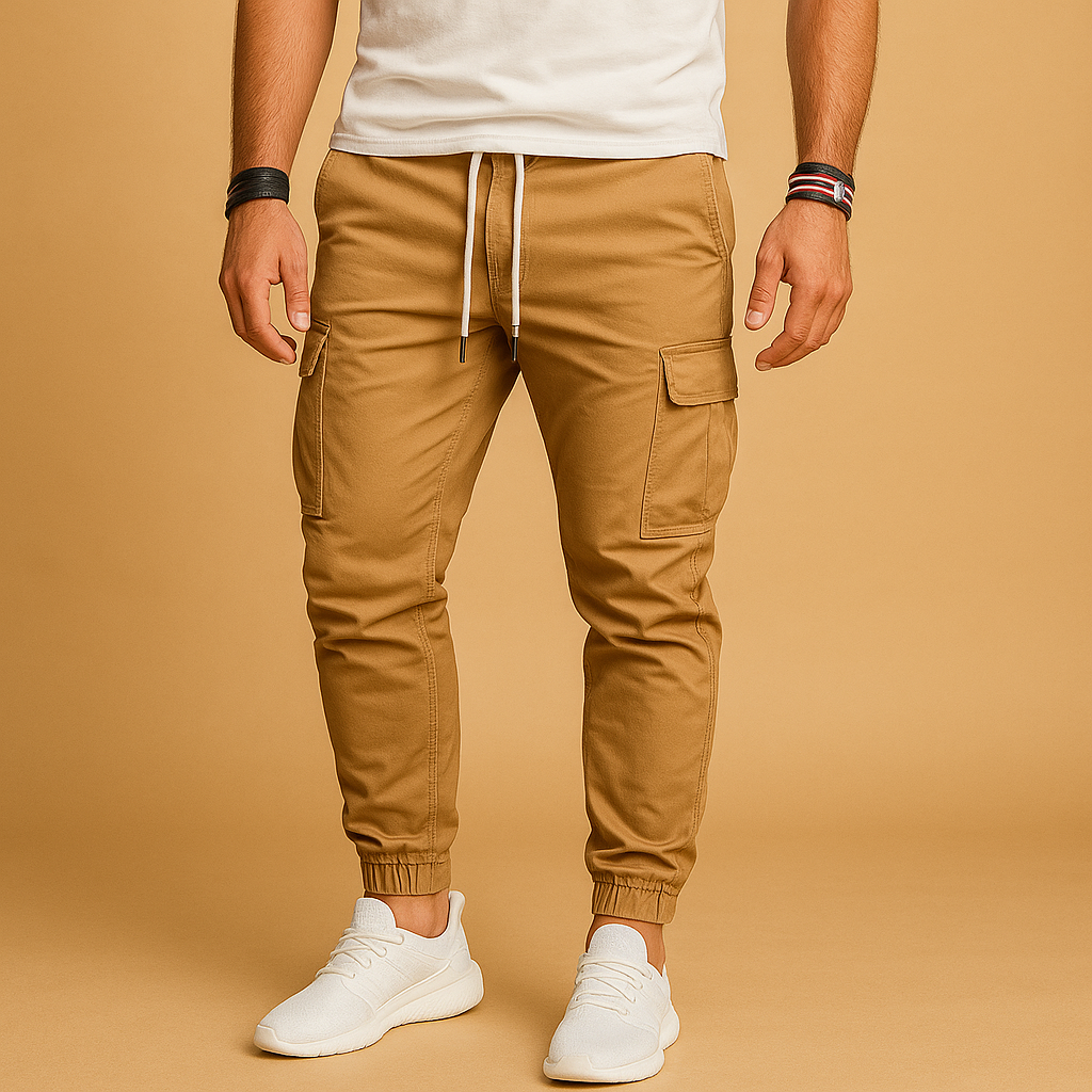 Men’s cargo pants with multiple pockets and straight-leg fit, ideal for outdoor activities, travel, or casual everyday wear.