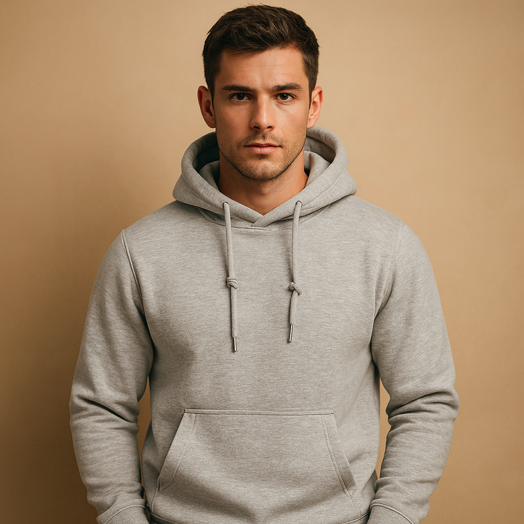 Men’s casual hoodie with adjustable hood and kangaroo pocket, made from soft fabric for everyday comfort and a sporty, versatile look.