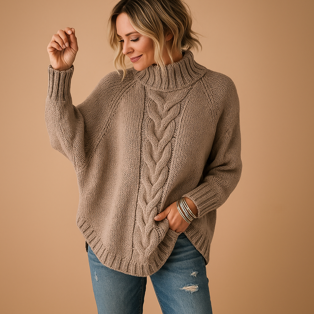 Women’s chunky long knit sweater with relaxed fit and thick soft texture, ideal for winter layering and casual cozy outfits.