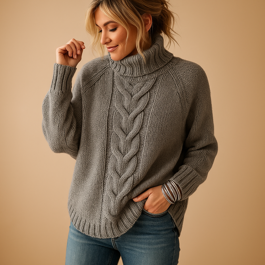 Women’s chunky long knit sweater with relaxed fit and thick soft texture, ideal for winter layering and casual cozy outfits.