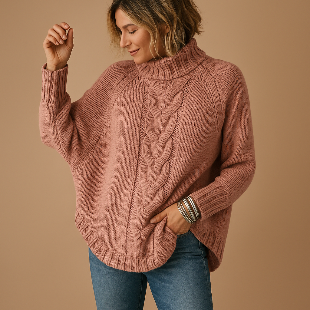 Women’s chunky long knit sweater with relaxed fit and thick soft texture, ideal for winter layering and casual cozy outfits.
