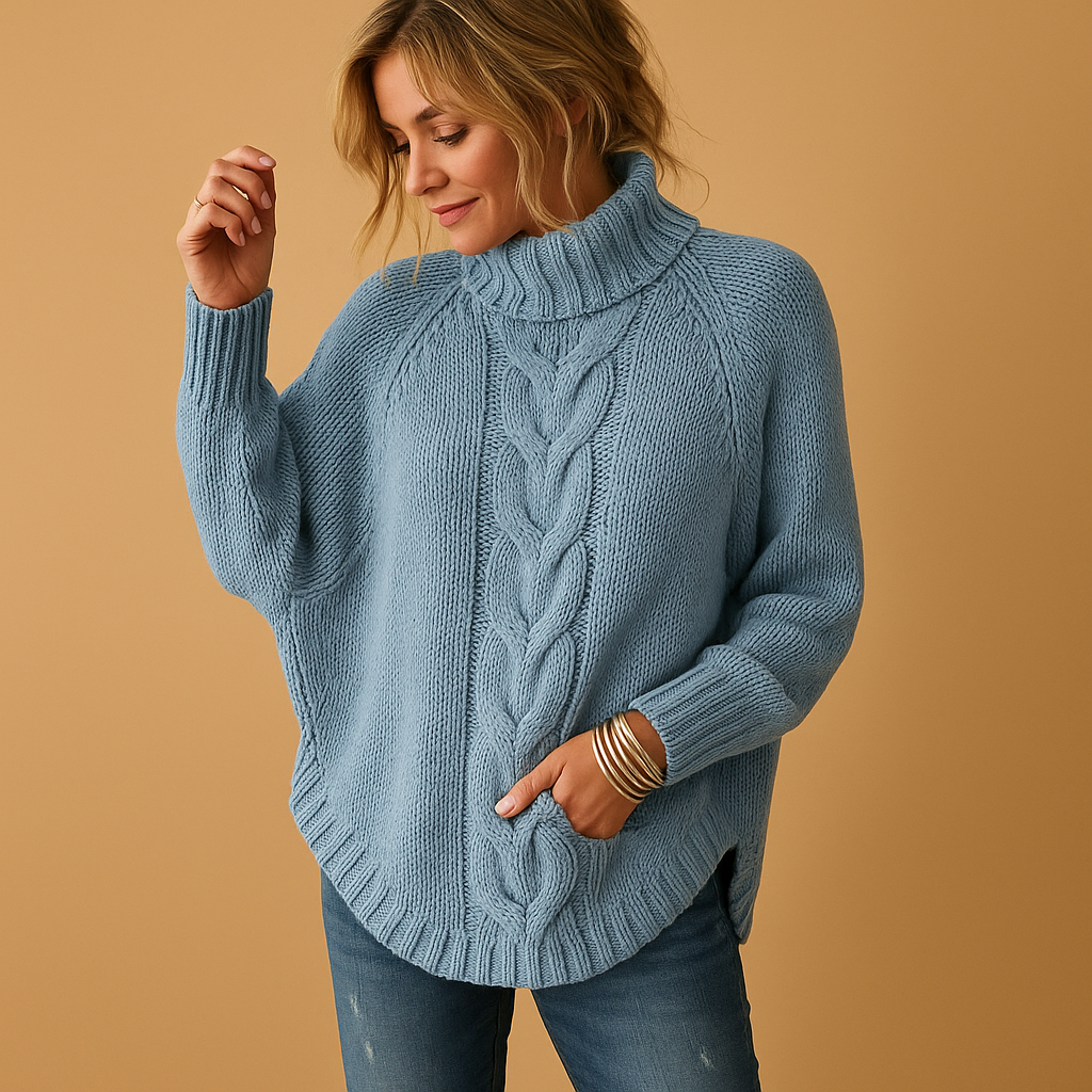 Women’s chunky long knit sweater with relaxed fit and thick soft texture, ideal for winter layering and casual cozy outfits.