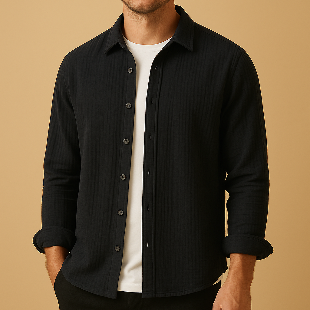 Men’s classic button-down shirt with long sleeves and tailored fit, perfect for casual, office, or formal occasions.