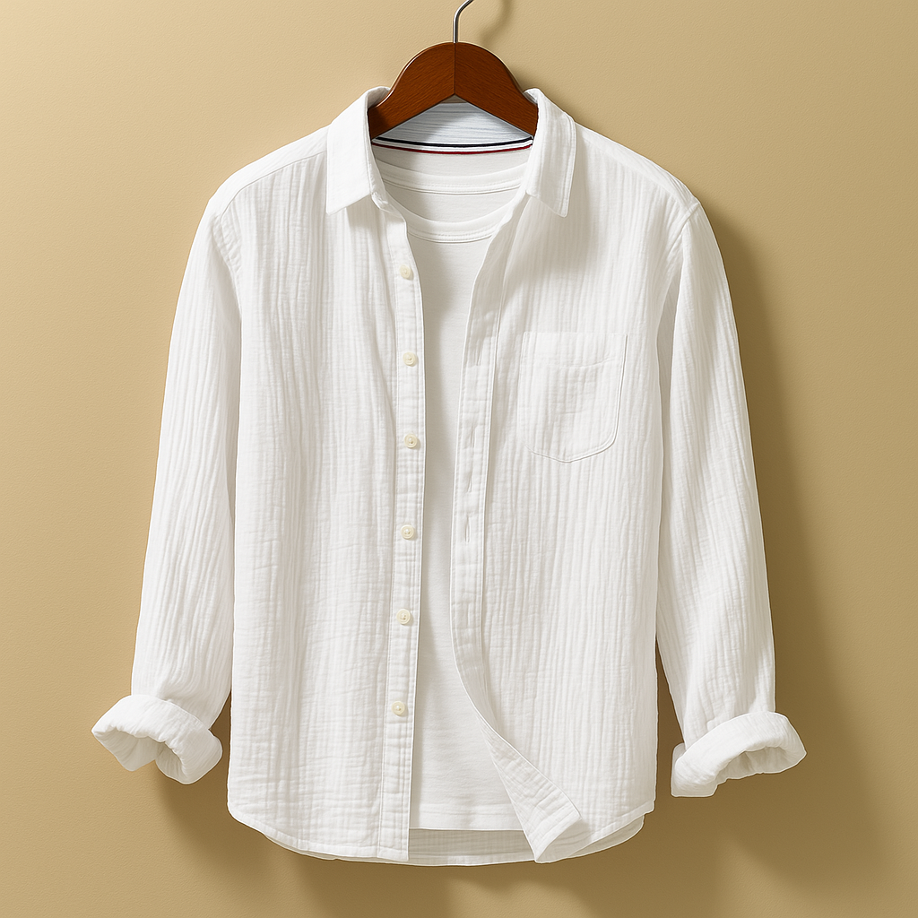 Men’s classic button-down shirt with long sleeves and tailored fit, perfect for casual, office, or formal occasions.