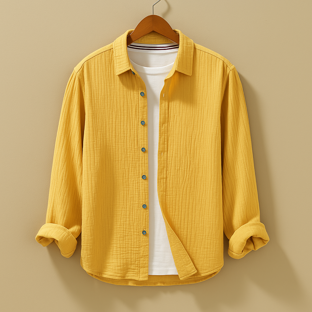 Men’s classic button-down shirt with long sleeves and tailored fit, perfect for casual, office, or formal occasions.