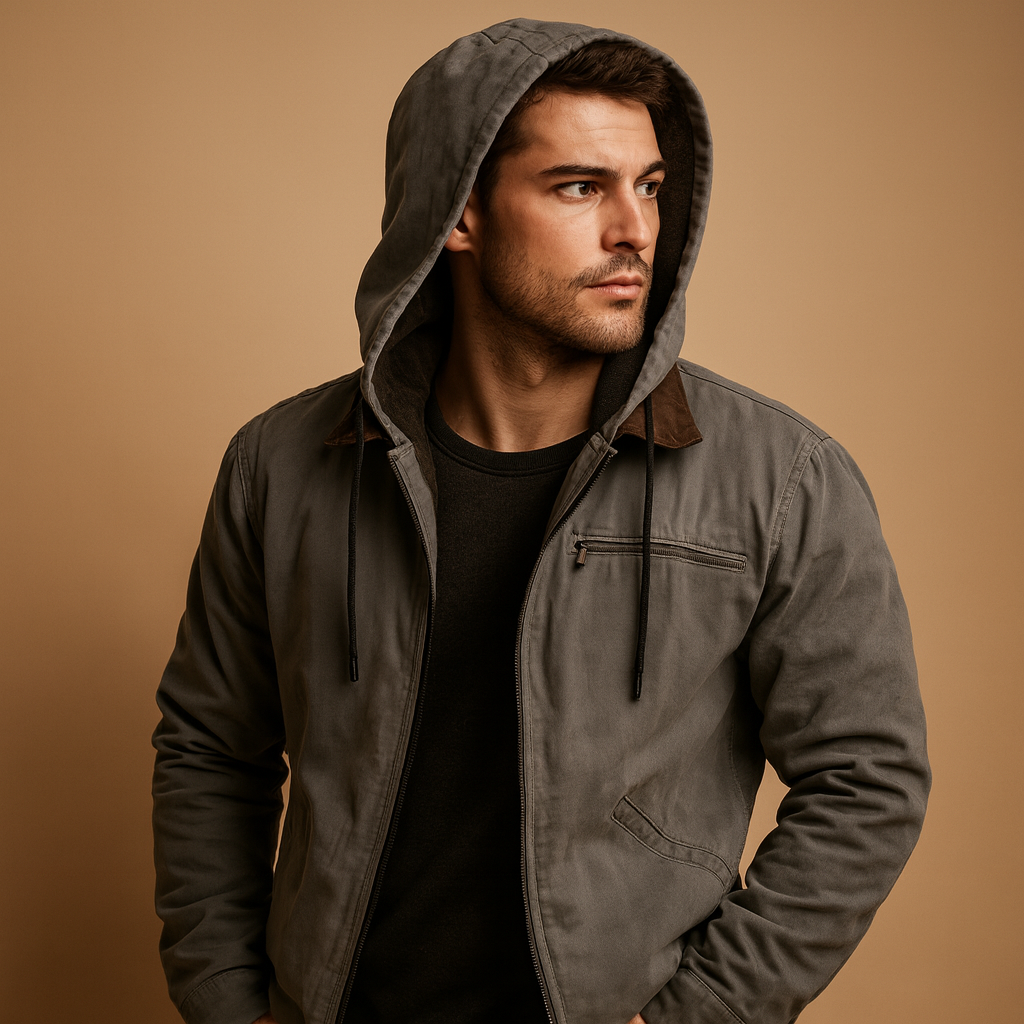 Men’s classic hooded zip up sweatshirt with a relaxed fit, soft inner lining, and full zipper, suitable for everyday wear in cooler weather.