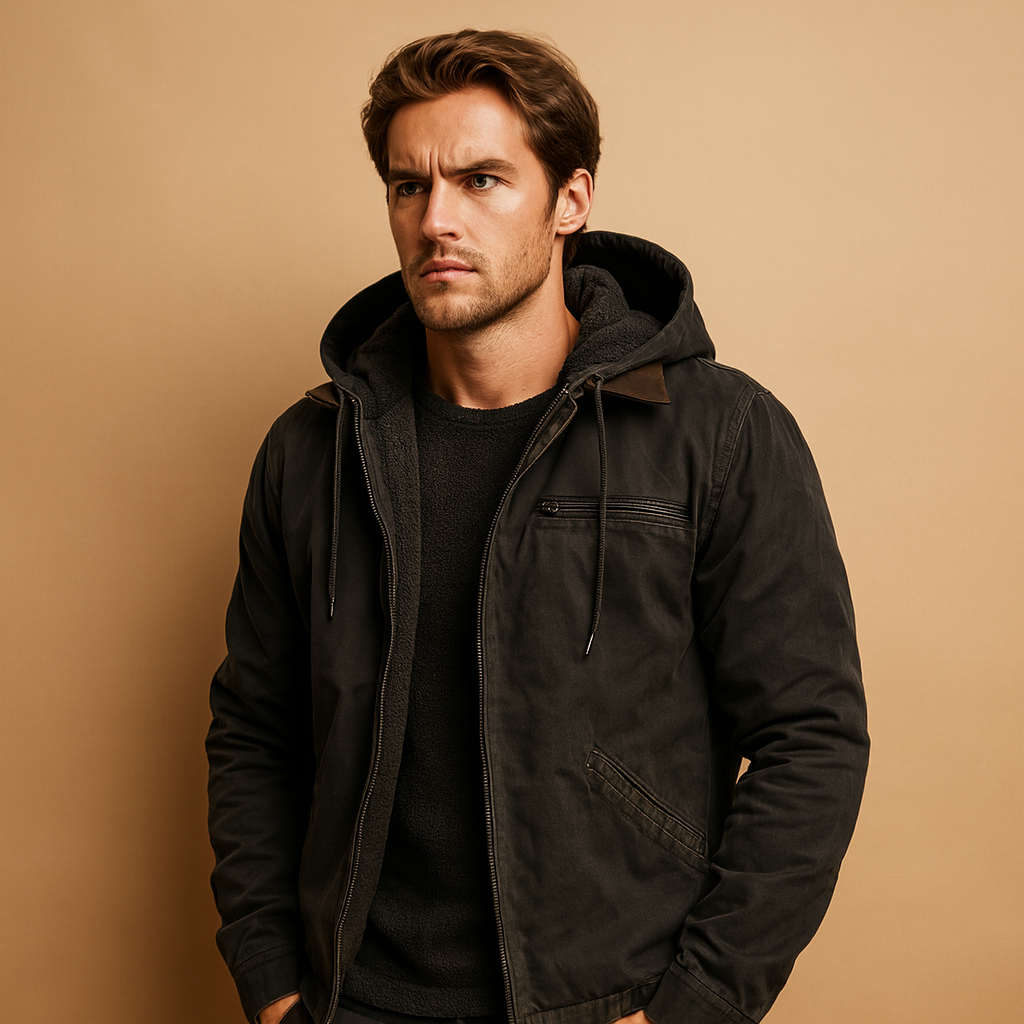 Men’s classic hooded zip up sweatshirt with a relaxed fit, soft inner lining, and full zipper, suitable for everyday wear in cooler weather.