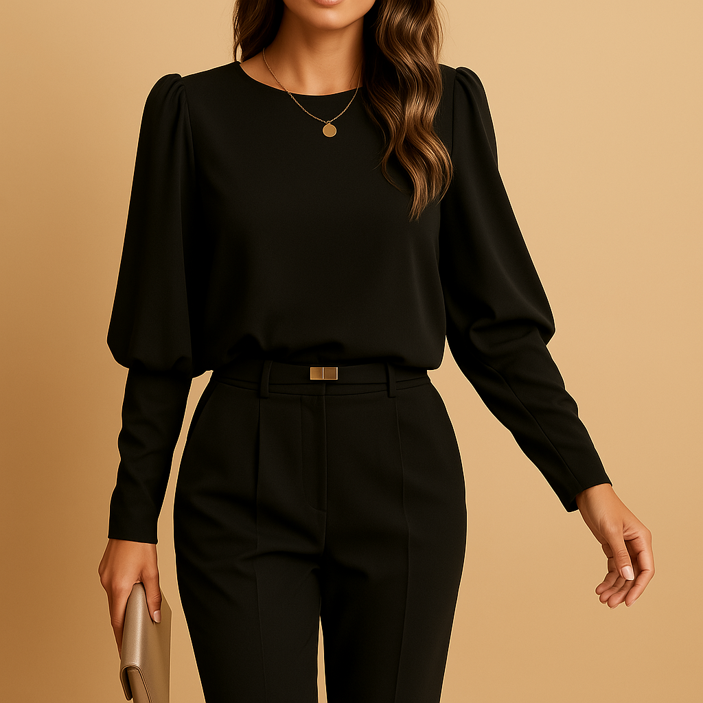Classic long sleeve blouse for women with a comfortable fit, suitable for work, daily wear, and elegant autumn outfits.