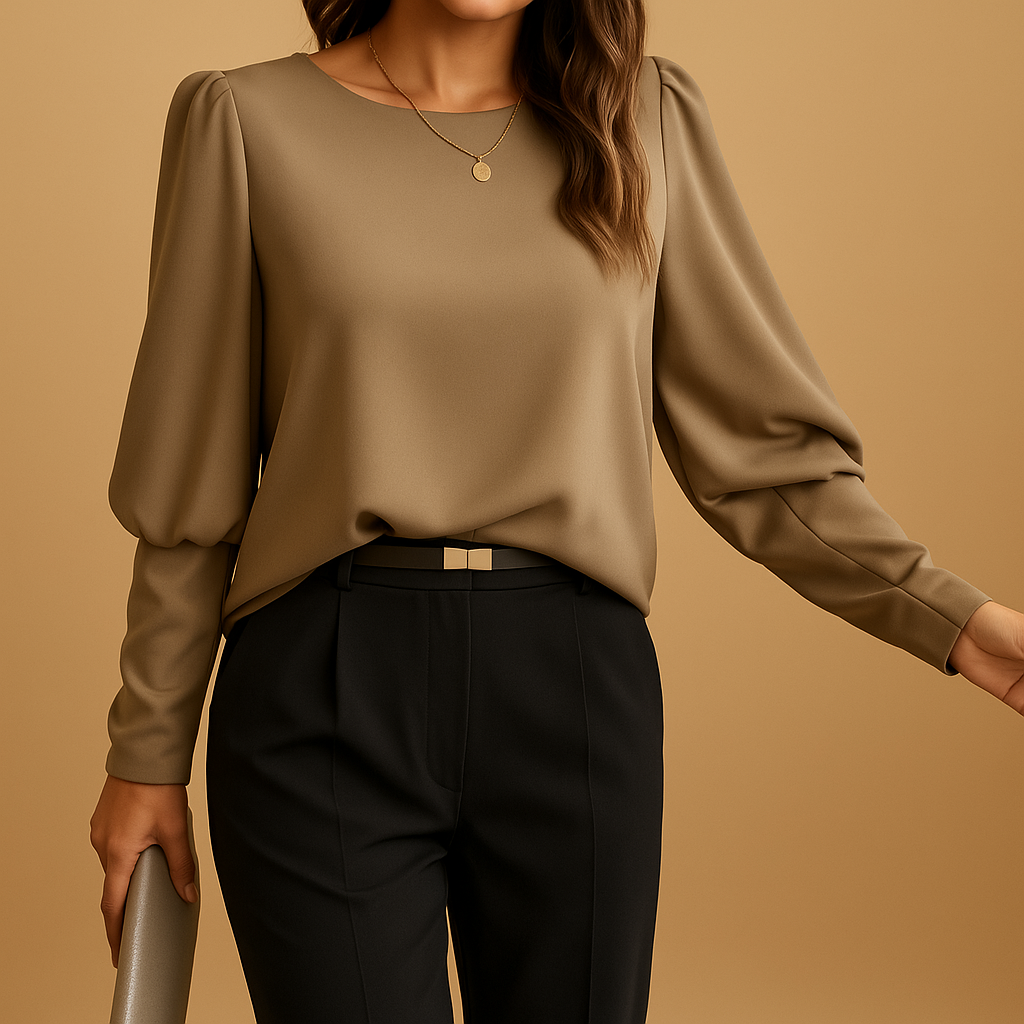 Classic long sleeve blouse for women with a comfortable fit, suitable for work, daily wear, and elegant autumn outfits.