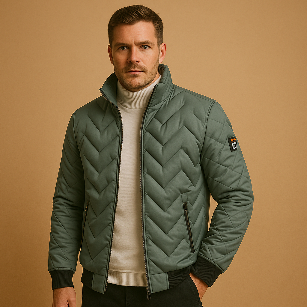 Classic puffer jacket for men with warm padding and practical pockets, ideal for outdoor wear, cold weather, and everyday style.