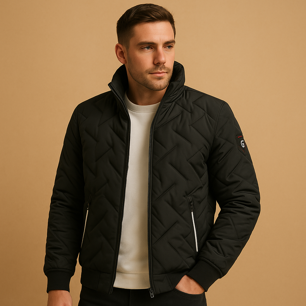 Classic puffer jacket for men with warm padding and practical pockets, ideal for outdoor wear, cold weather, and everyday style.
