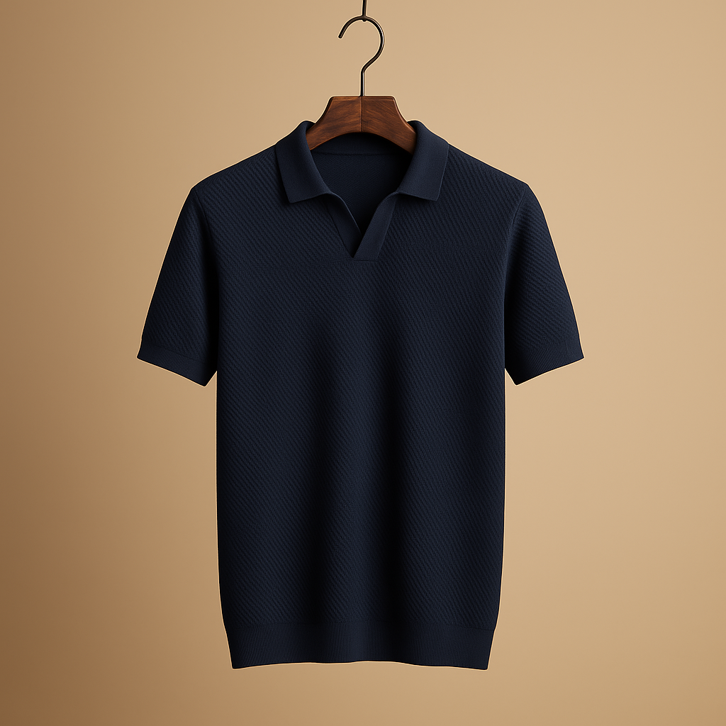 Men’s classic slim fit polo shirt with collar and button closure, ideal for work, leisure, and semi-formal occasions.