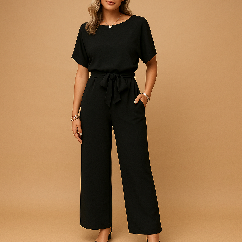Elegant tailored jumpsuit with flowy sleeves for women, perfect for formal occasions, galas, weddings, and sophisticated evening wear.