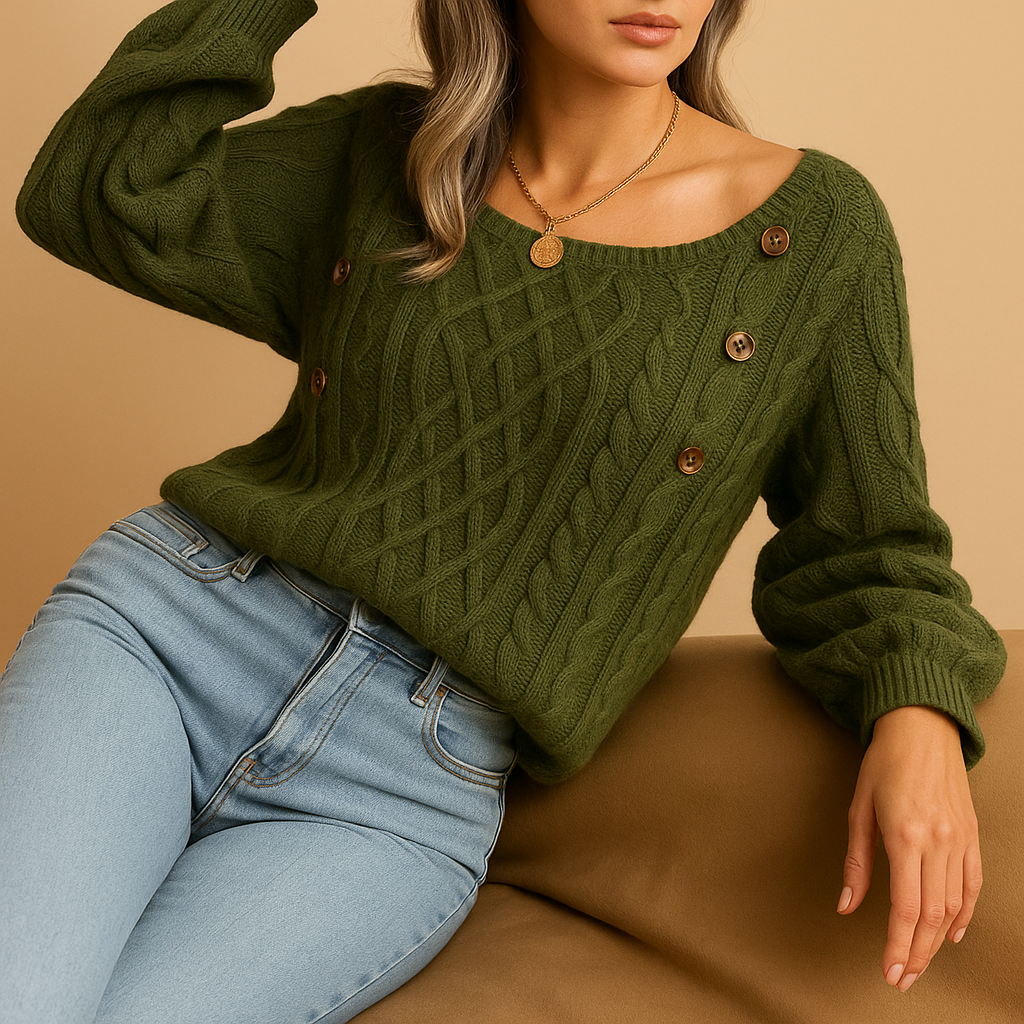 Women’s elegant knitted sweater with ribbed texture, long sleeves, and soft stretch fit, available in solid neutral tones for autumn and winter wear.