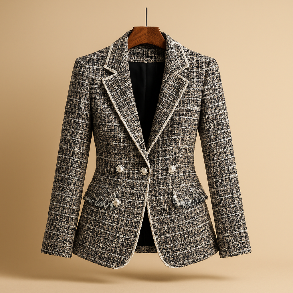 Elegant tailored women’s blazer with a flattering fit, ideal for office wear, meetings, and formal occasions.