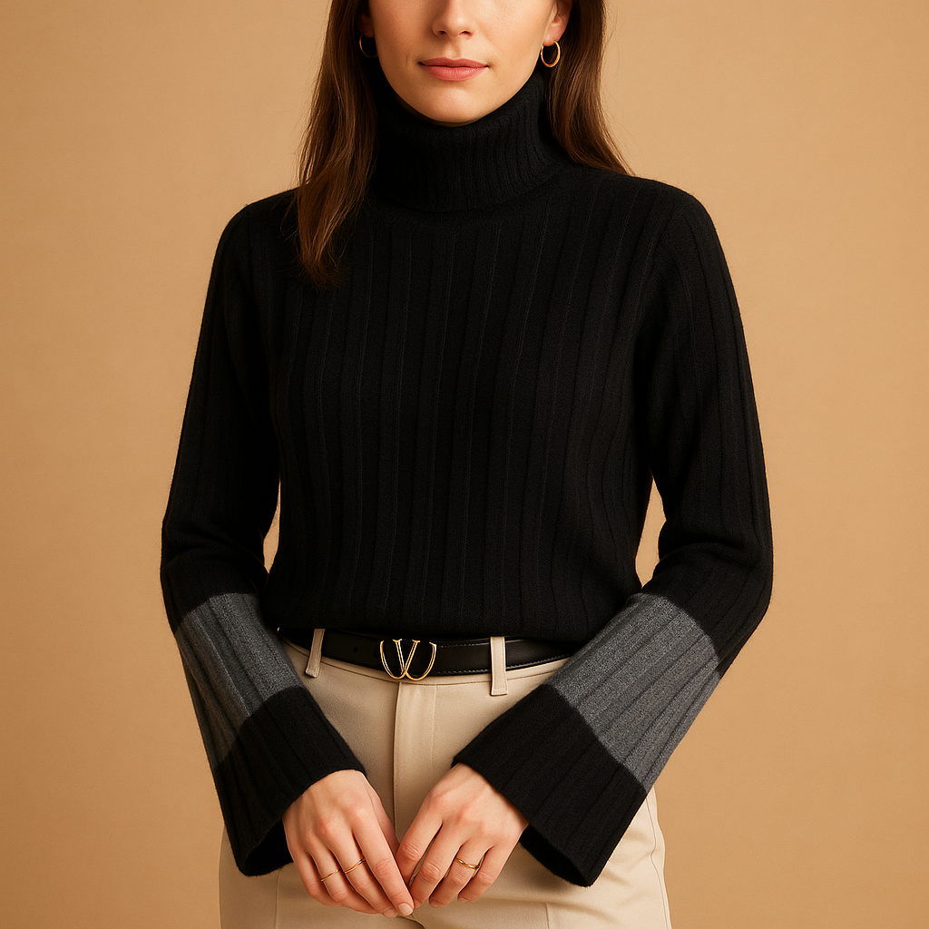 Women’s elegant turtleneck sweater with slim fit, soft breathable fabric, and high neckline, ideal for work, casual occasions, or layered seasonal outfits.