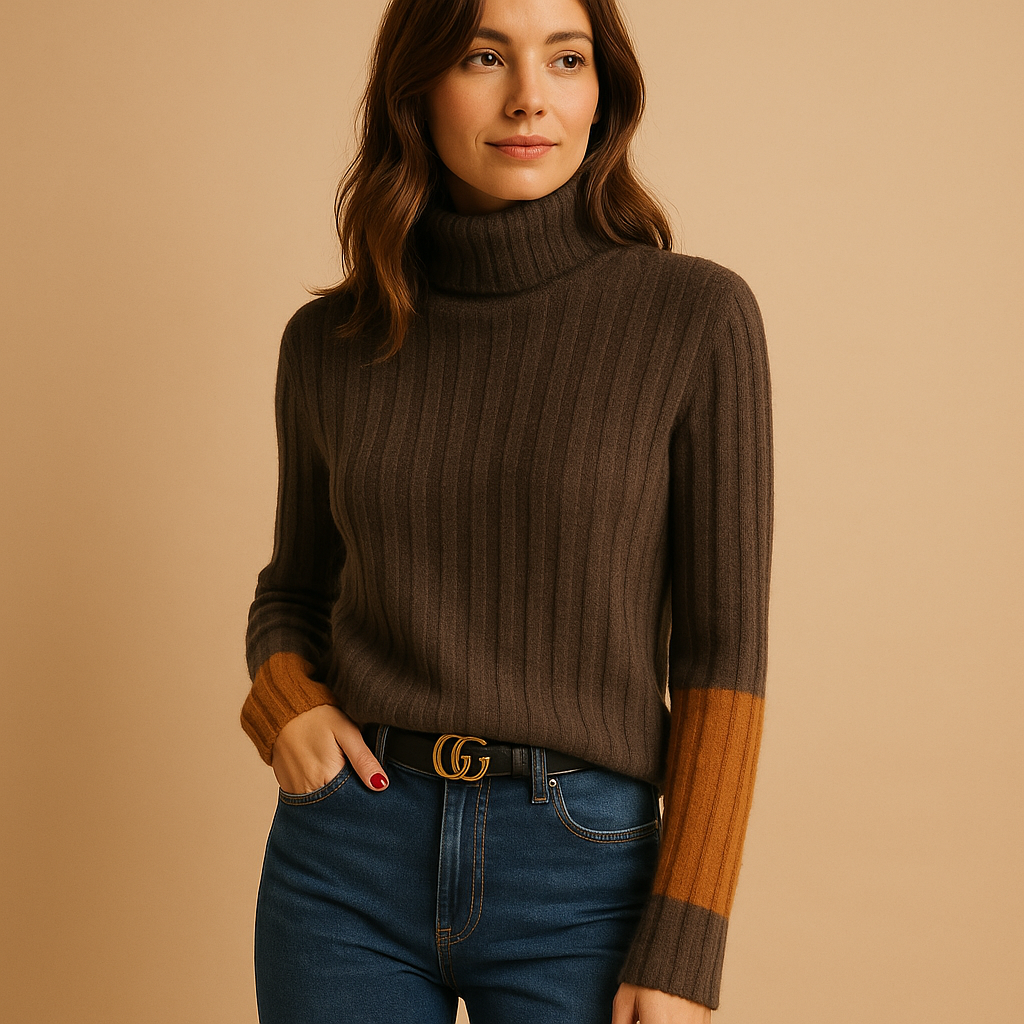 Women’s elegant turtleneck sweater with slim fit, soft breathable fabric, and high neckline, ideal for work, casual occasions, or layered seasonal outfits.