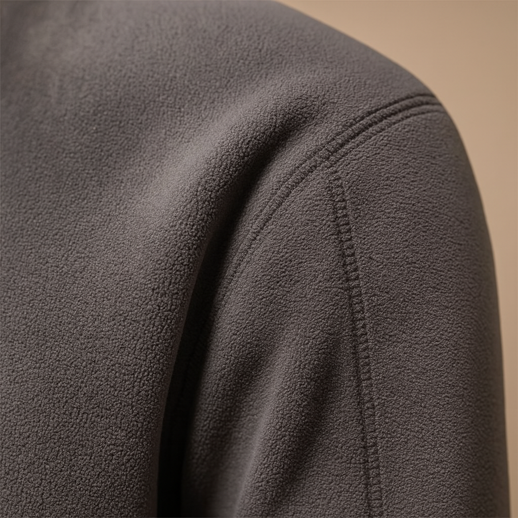 Fleece half-zip pullover for men in dark gray, beige, and brown, featuring a soft fabric and comfortable fit perfect for autumn and winter.