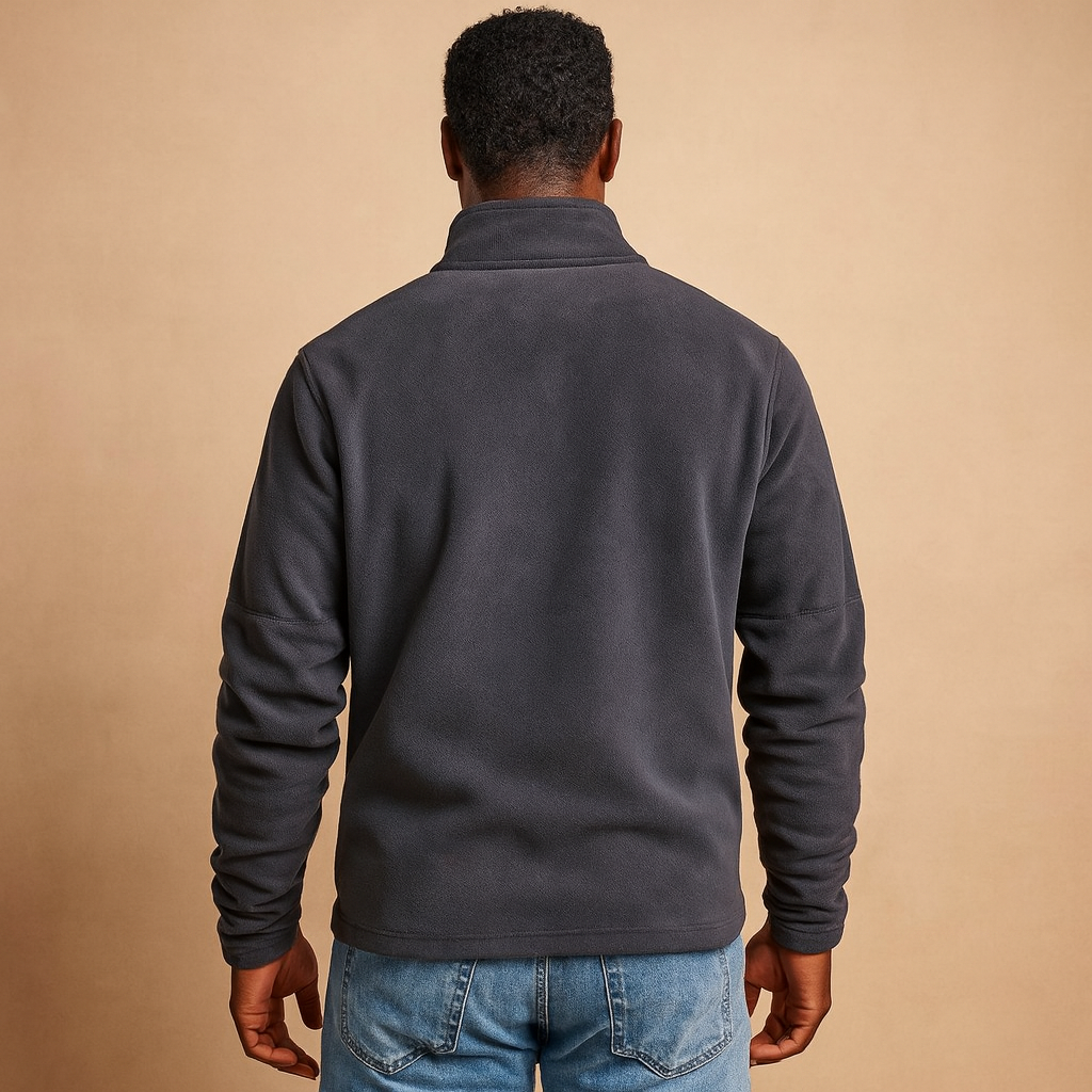 Fleece half-zip pullover for men in dark gray, beige, and brown, featuring a soft fabric and comfortable fit perfect for autumn and winter.