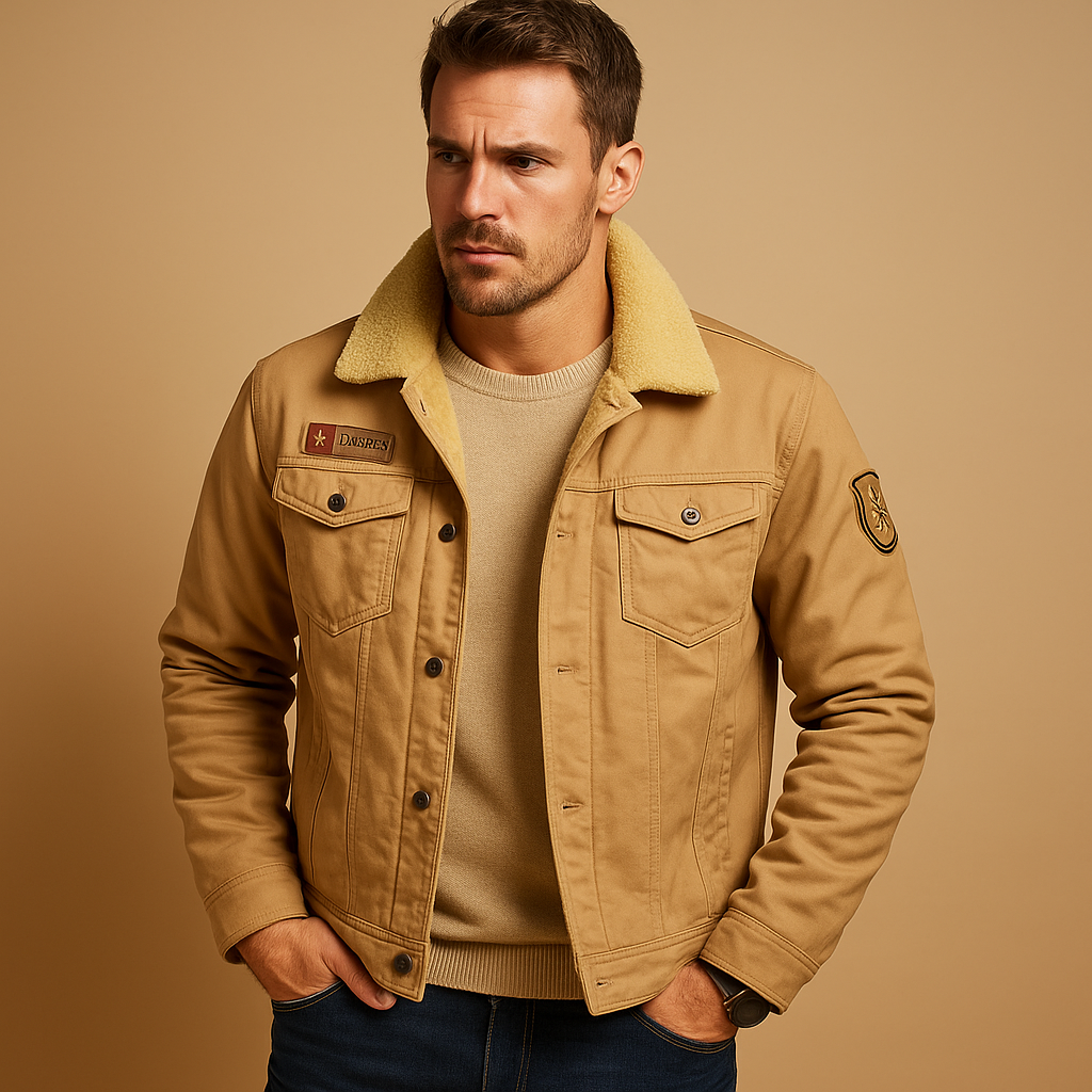 Fleece motorcycle jacket for men with reinforced protection and sporty design, perfect for cold-weather rides and everyday comfort.