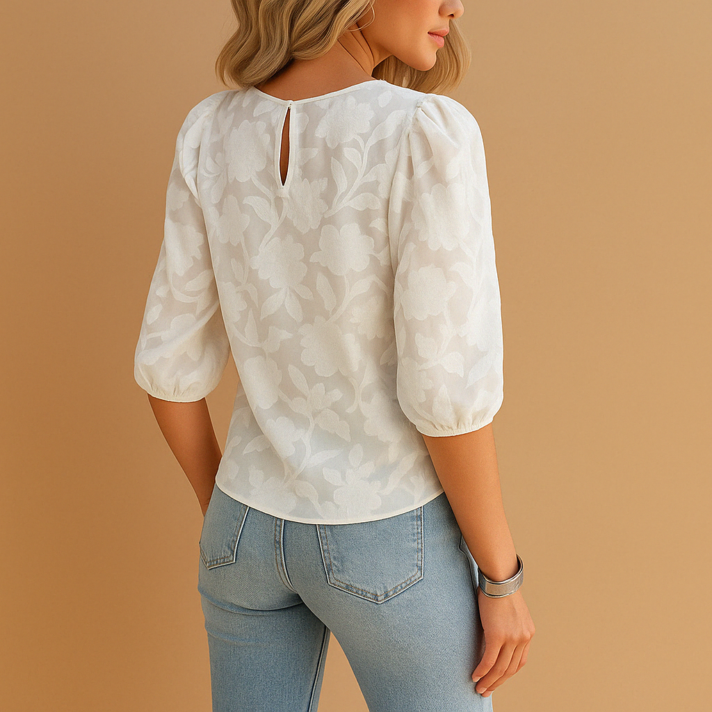 Women’s floral elegant top with a chic fit, ideal for casual wear or formal outfits with jeans or skirts.